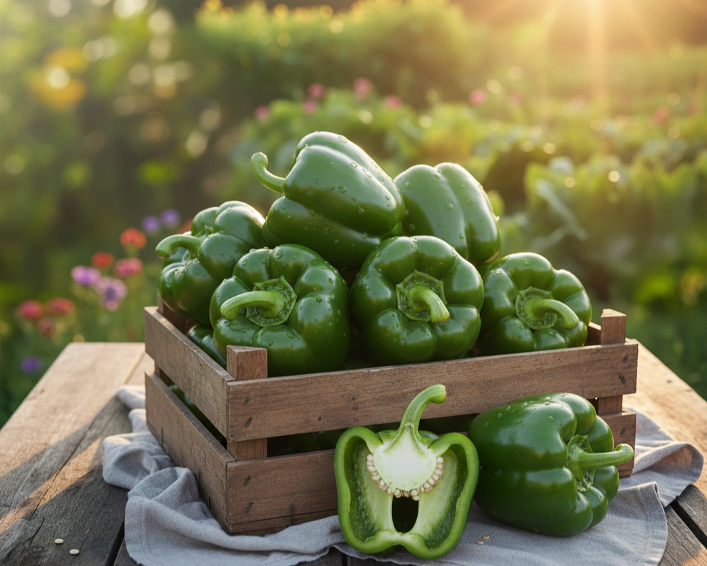 Fresh Green Capsicum ताज़ी हरी शिमला मिर्च